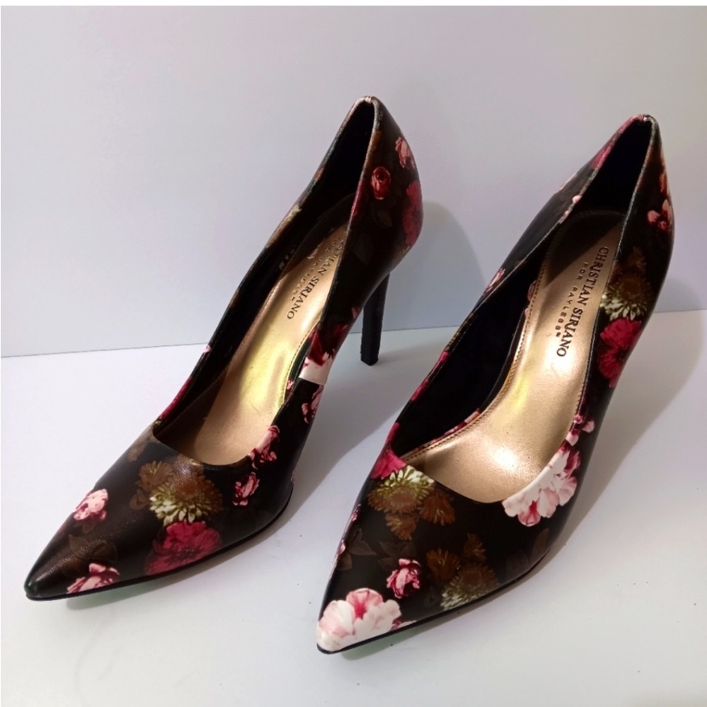 Christian Siriano | Purple Floral Heels Pumps Slip On Pointed Toe Women Size 11